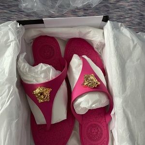 Versace pink flip flops